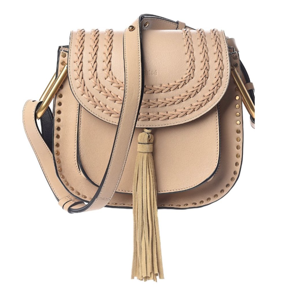 EUC CHLOE SMALL HUDSON PEARL BEIGE SHOULDER BAG TASSEL SMOOTH CALFSKIN PURSE Exc